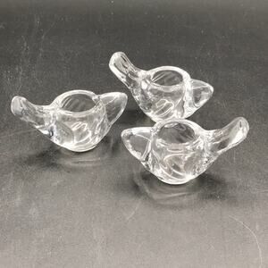 Milton Industries Glass Set of 3 Candle Holder Goldfinch Bird Figurines